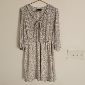 Allegra K Long Sleeve Floral Dress - Blue and Yellow